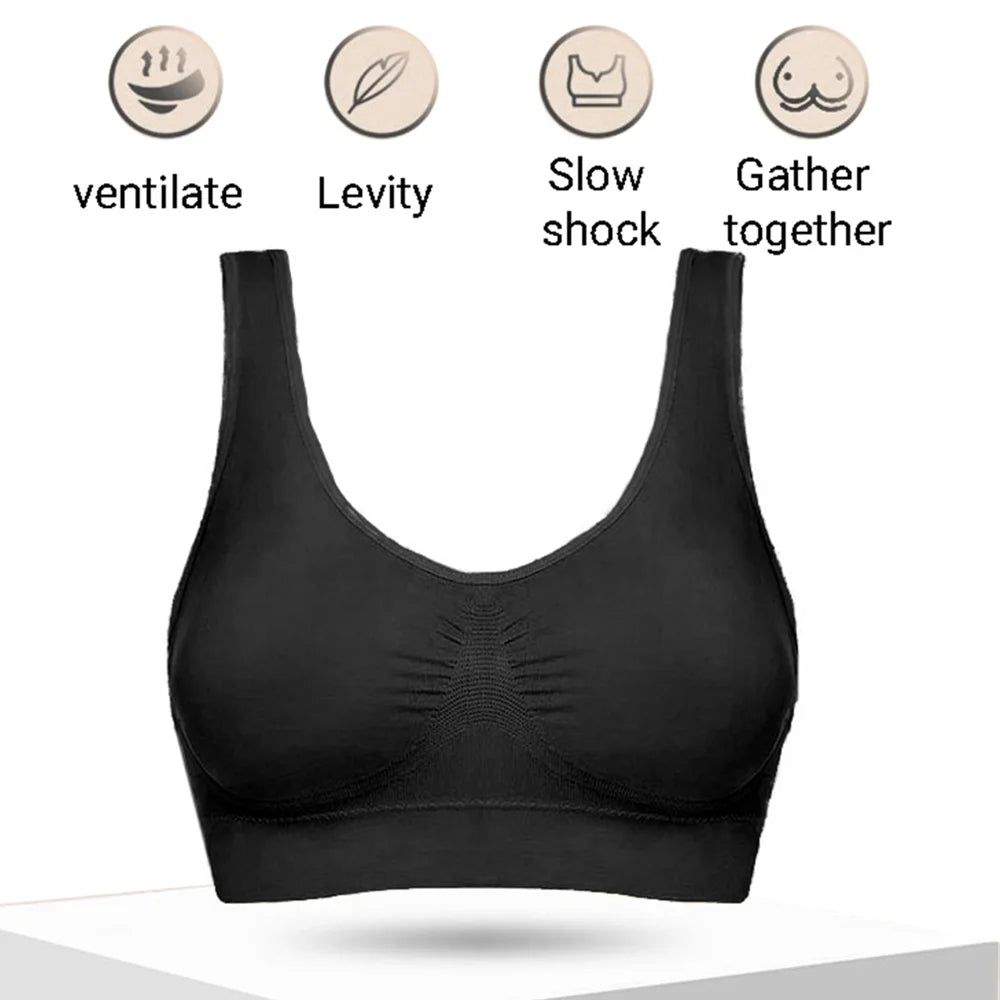 Soutien - gorge sans couture pour femmes, caraco, sous - vêtements, haut court, noir pur, sport, gym, course, fitness, yoga, média, 3XL - The Sport Shop