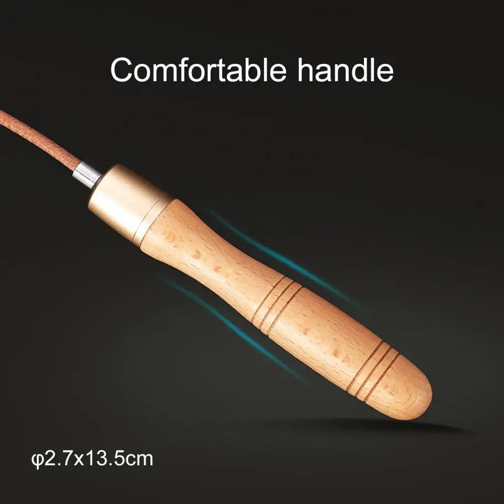 Corde universelle en cuir de vache, roulement métallique, vitesse réglable, roulement adulte, poignée en bois - The Sport Shop