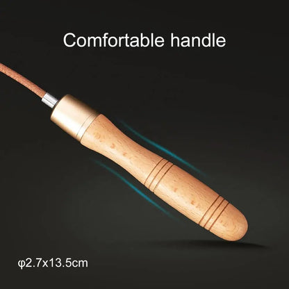 Corde universelle en cuir de vache, roulement métallique, vitesse réglable, roulement adulte, poignée en bois - The Sport Shop
