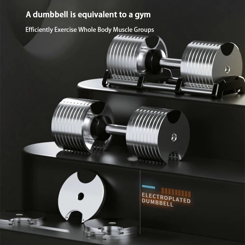 Haltères galvanisés, haltères professionnels de forme physique de gymnase, rotation interne, poids de 32kg, réglables, augmentation de 4kg, 2024 - The Sport Shop