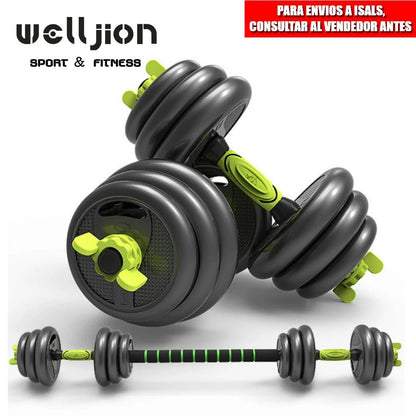 Kit d'haltères réglables (10 kg, 15 kg, 20 kg, 30 kg, 40 kg) - Ensemble d'haltères réglables pour l'entraînement physique et la musculation - Barre de connexion, salle de sport à domicile, homme/femme débutant - The Sport Shop