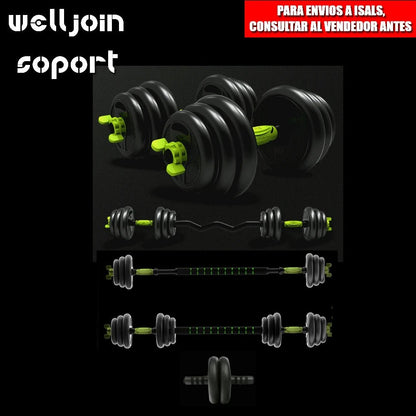 Kit d'haltères réglables (10 kg, 15 kg, 20 kg, 30 kg, 40 kg) - Ensemble d'haltères réglables pour l'entraînement physique et la musculation - Barre de connexion, salle de sport à domicile, homme/femme débutant - The Sport Shop