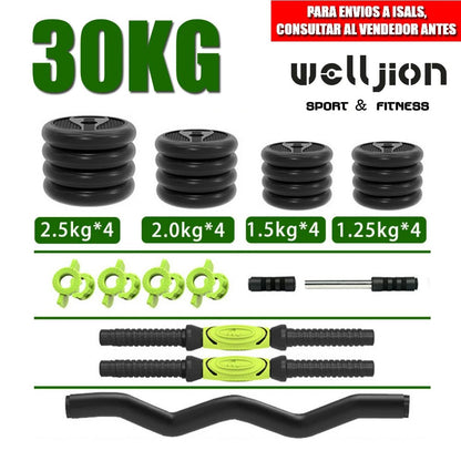 Kit d'haltères réglables (10 kg, 15 kg, 20 kg, 30 kg, 40 kg) - Ensemble d'haltères réglables pour l'entraînement physique et la musculation - Barre de connexion, salle de sport à domicile, homme/femme débutant - The Sport Shop
