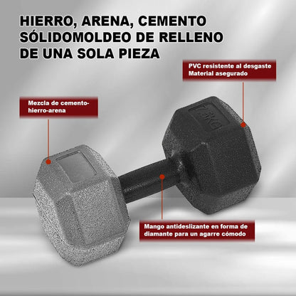 Lot de 2 haltères en PVC et fer sable de 2,5 kg, 3 kg, 5 kg, 7,5 kg, 10 kg, poids de gymnastique, haltères antidérapants, idéal pour l'entraînement de force et la salle de sport à domicile, poids de fitness ergonomiques - The Sport Shop