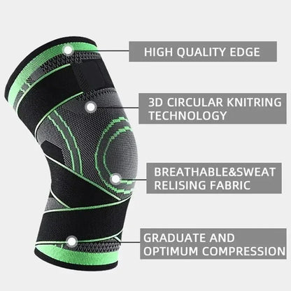 Manchon de compression du genou avec bretelles réglables pour courir, travailler et tenue sportive toute la journée - The Sport Shop