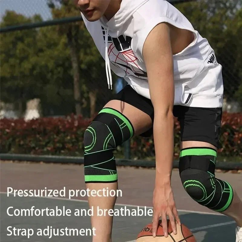 Manchon de compression du genou avec bretelles réglables pour courir, travailler et tenue sportive toute la journée - The Sport Shop
