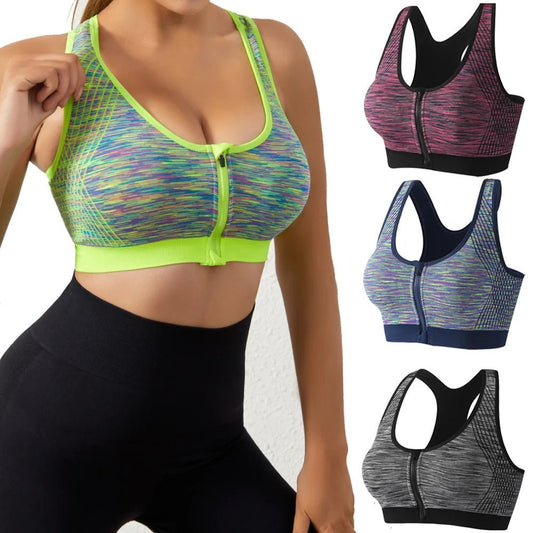 Soutien - gorge de sport pour femmes, fermeture éclair sur le devant, sous - vêtements respirants et résistants aux chocs, soutien - gorge de Yoga à fort Impact, gilet de course, hauts d'entraînement de Fitness - The Sport Shop