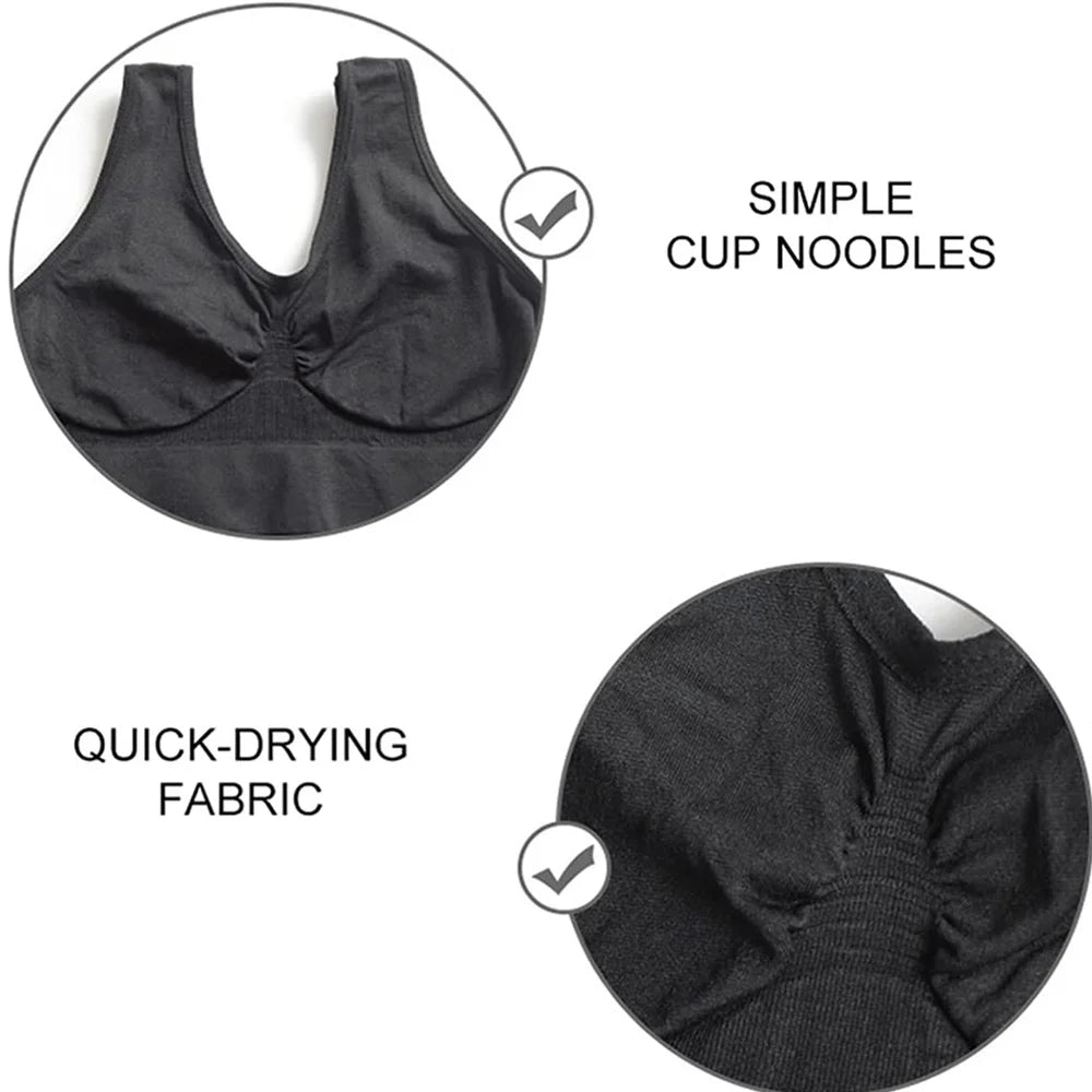 Soutien - gorge sans couture pour femmes, caraco, sous - vêtements, haut court, noir pur, sport, gym, course, fitness, yoga, média, 3XL - The Sport Shop