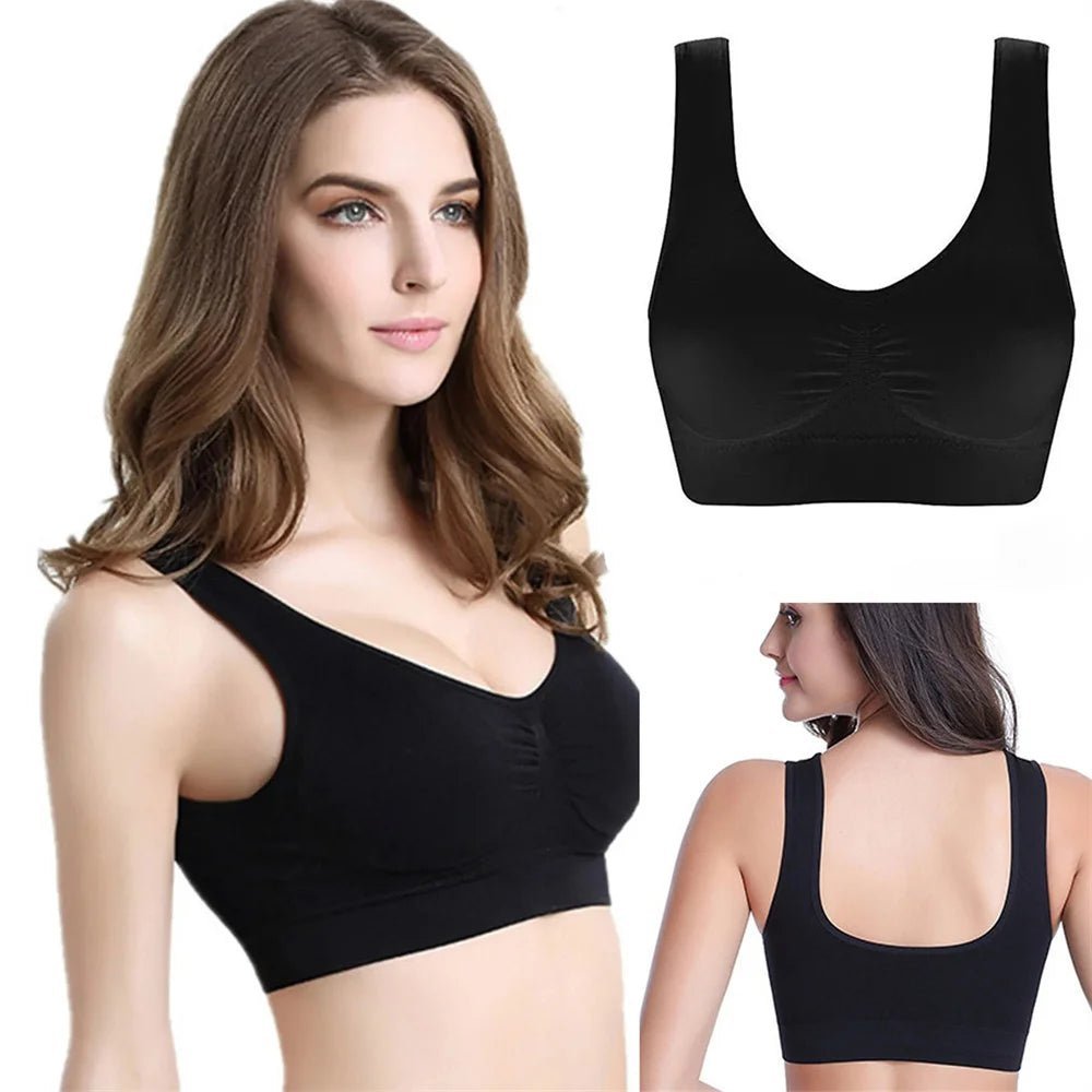 Soutien - gorge sans couture pour femmes, caraco, sous - vêtements, haut court, noir pur, sport, gym, course, fitness, yoga, média, 3XL - The Sport Shop