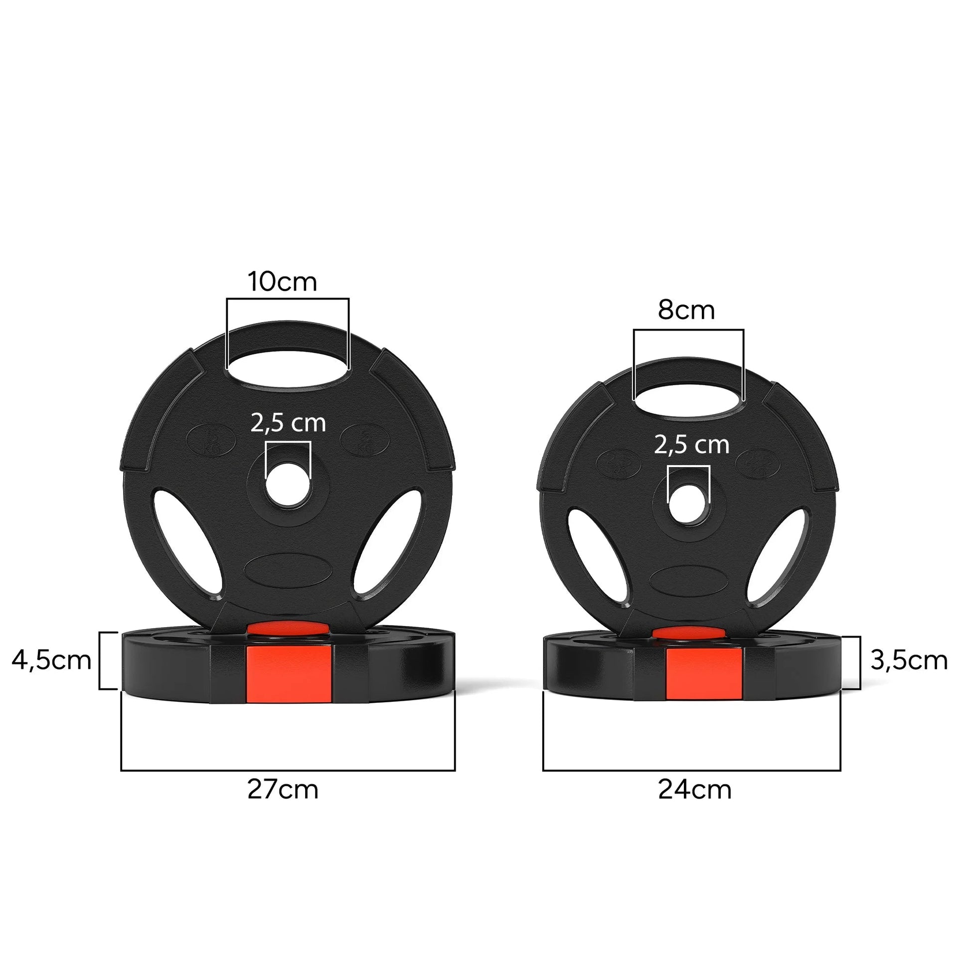 SPORTNOW - Jeu de disques d'haltères, 2x5 kg, 2x2,5 kg, avec trous de 2,5 cm, pour entraînement physique, 4 pièces - The Sport Shop