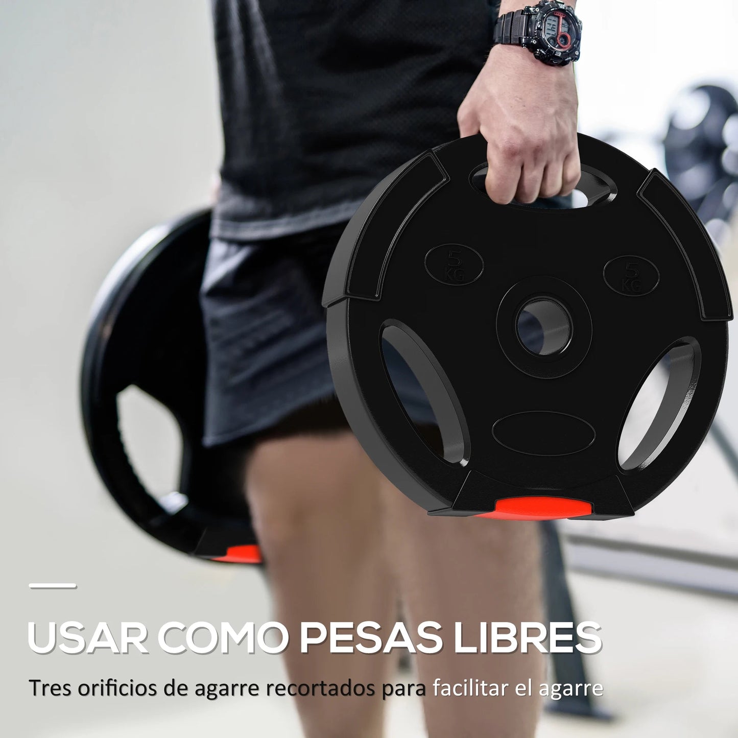 SPORTNOW - Jeu de disques d'haltères, 2x5 kg, 2x2,5 kg, avec trous de 2,5 cm, pour entraînement physique, 4 pièces - The Sport Shop