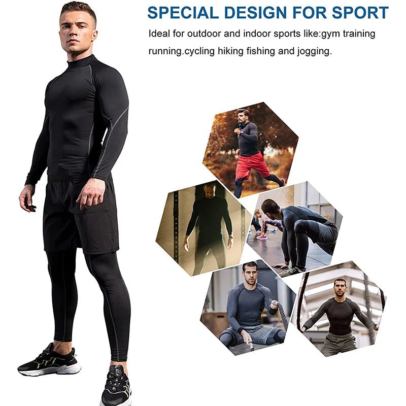 T-shirt de sport à manches longues pour homme, séchage rapide, musculation, course à pied, haut de compression, gym, fitness, serré, protection anti - irritations - The Sport Shop