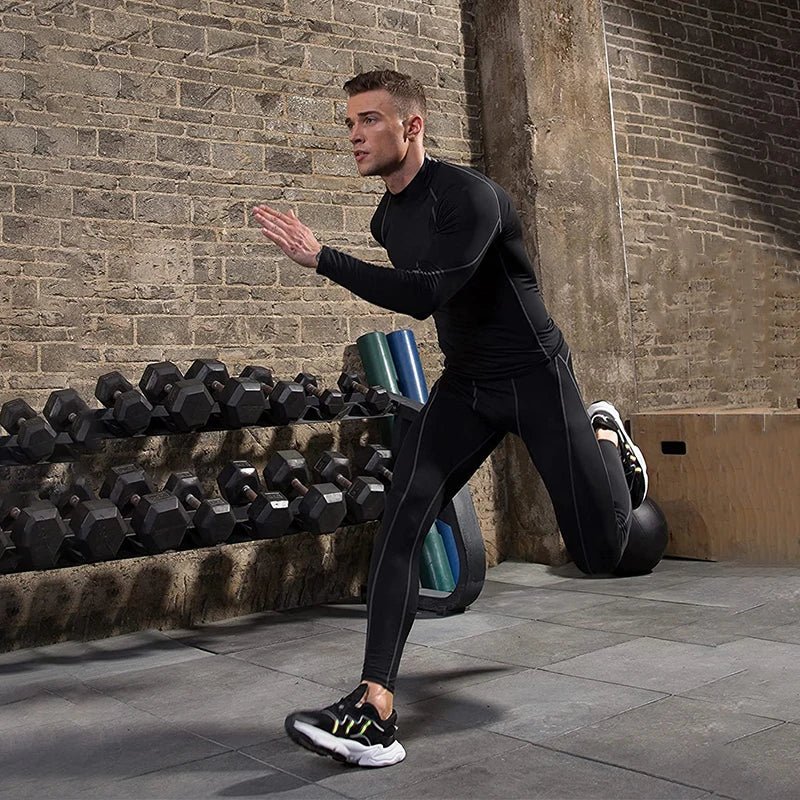 T-shirt de sport à manches longues pour homme, séchage rapide, musculation, course à pied, haut de compression, gym, fitness, serré, protection anti - irritations - The Sport Shop